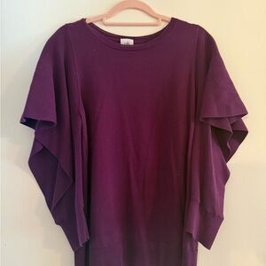 CAbi Purple Ruffle-Sleeve Sweater